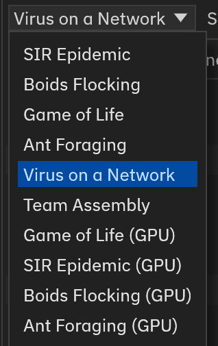 The model dropdown, listing the ten models