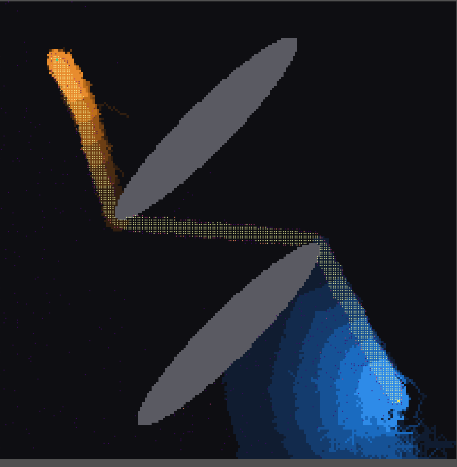 The same 800,000 ants drawn as a density heatmap